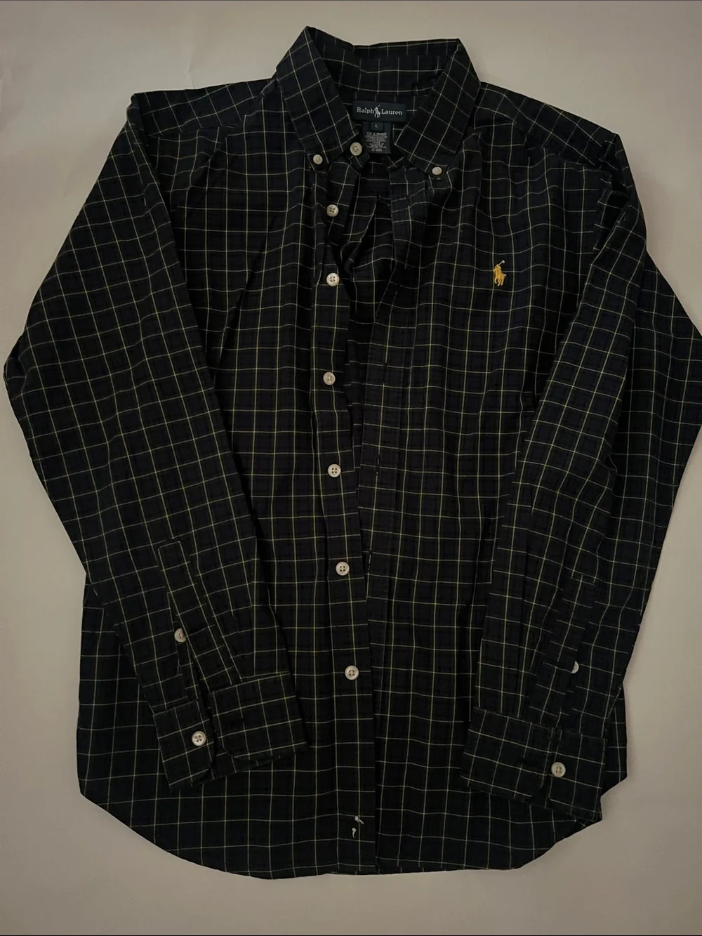 Ralph Lauren Black Long-Sleeve Tee with Neon Green Graphic